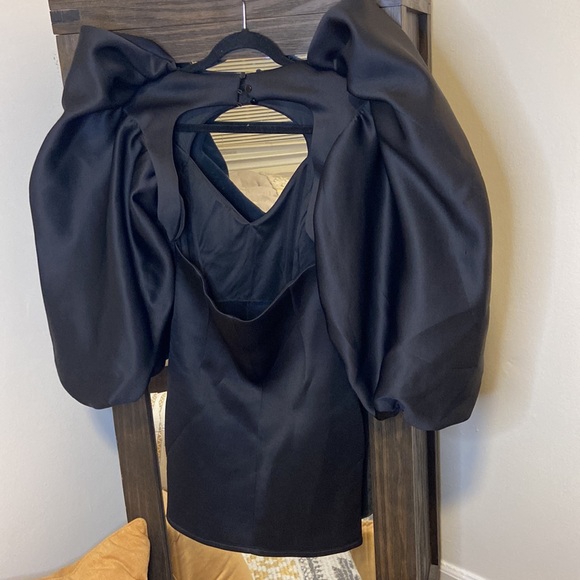 Size 10 Black Puffer Sleeve Fitted Dress ASOS Design - Picture 3 of 6